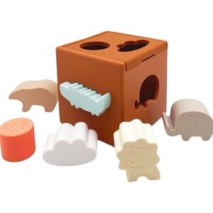 NWT EL BEBE Brown and Cream Learning Shape Sorter Toy
